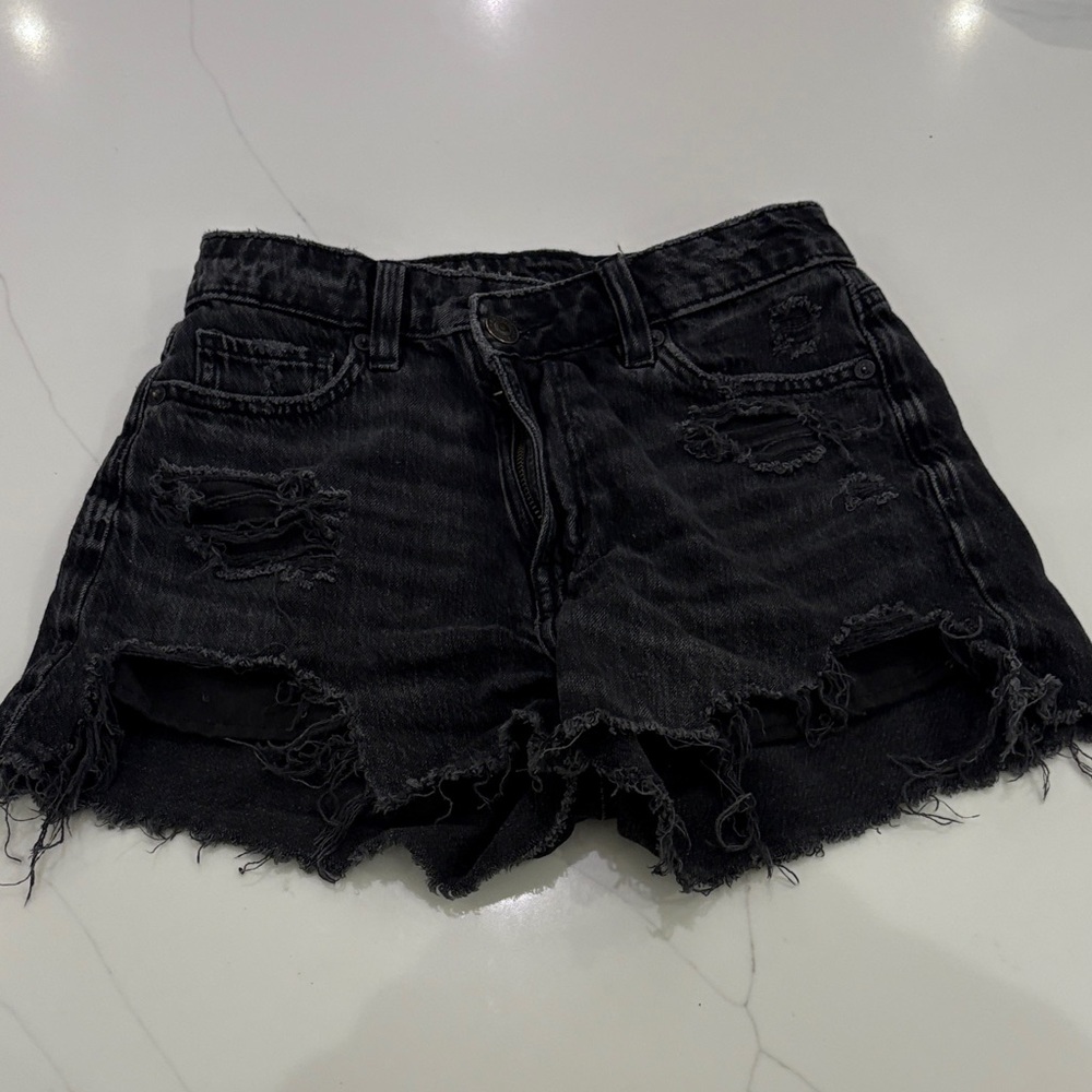 American Eagle Outfitters Black Distressed Jean Shorts